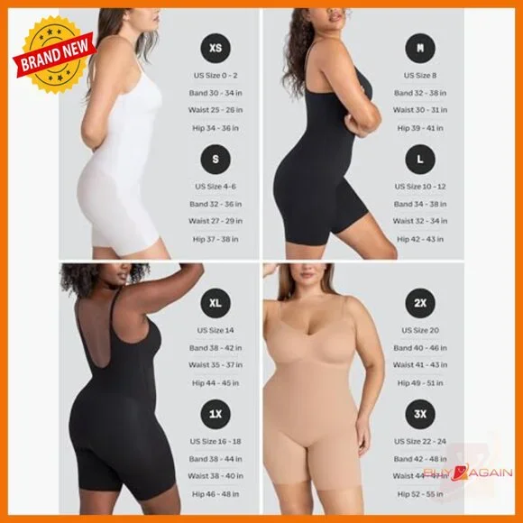 Low-Back Bodysuit Shapewear Tummy Control Compression X-Large